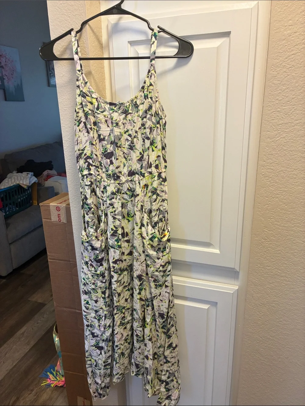 Cabi Margherita Floral Print Strappy Midi Dress with pockets